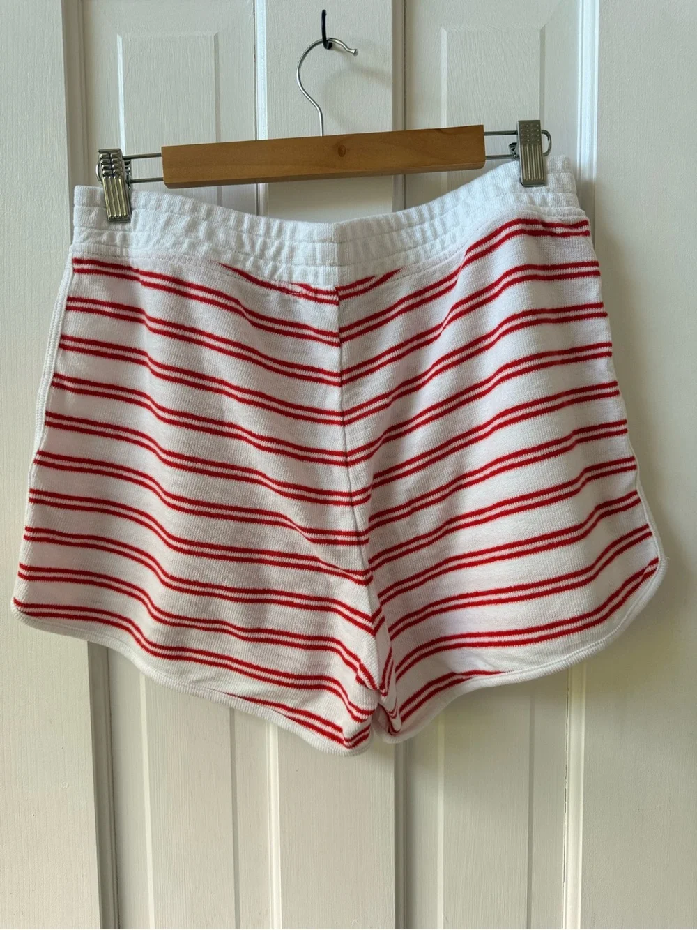 J. Crew White Knit Athletic Shorts with Red Stripes